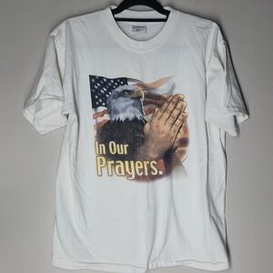 Vintage Eagle Praying T-Shirt Size Large Single Stitch In Our Prayers Alore